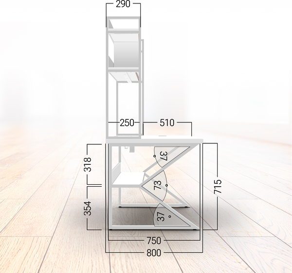 Изображение товара Письменный стол Millwood Кембридж 1600х800 / 51664_b_b_1 (белый/металл белый)