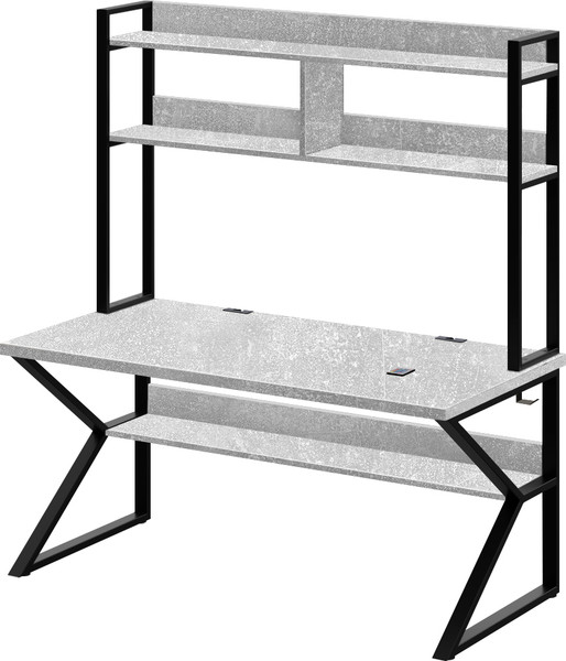 Изображение товара Письменный стол Millwood Кембридж 1600х800 / 51664_bet_ch_2 (бетон/металл черный)