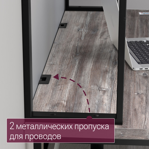 Изображение товара Письменный стол Millwood Кембридж 1600х800 / 51664_pas_ch_6 (сосна пасадена/металл черный)