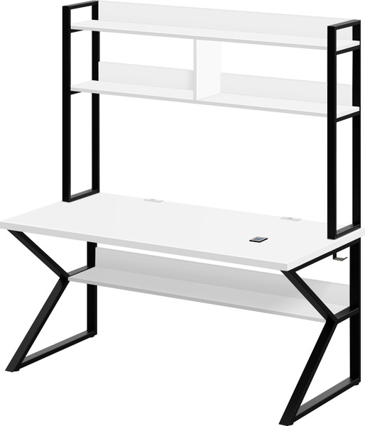 Изображение товара Письменный стол Millwood Кембридж 1600х800 / 51664_b__ch (белый/металл черный)