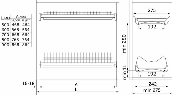 Изображение товара Сушилка для посуды встраиваемая GRIDLI 600 / 39 007 (хром)