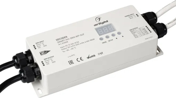 Изображение товара Декодер для светодиодной ленты Arlight SMART-K61-DMX-WP-SUF 12-36V / 033008