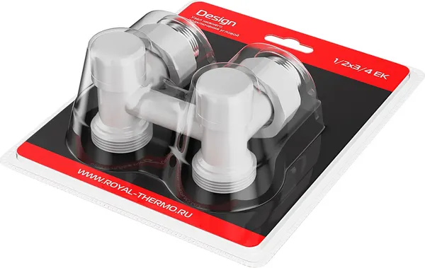 Изображение товара Узел подключения для радиатора Royal Thermo Design угловой 1/2х3/4" EK / RANDU11234WH (белый)