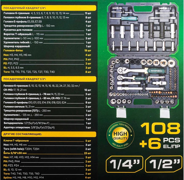 Изображение товара Универсальный набор инструментов RockForce RF-41082-5 GOLD