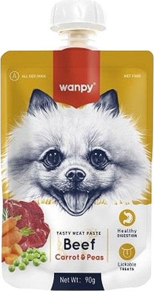 Изображение товара Лакомство для собак Wanpy Мясное пюре из говядины (90г)