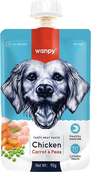 Изображение товара Лакомство для собак Wanpy Мясное пюре из курицы (90г)