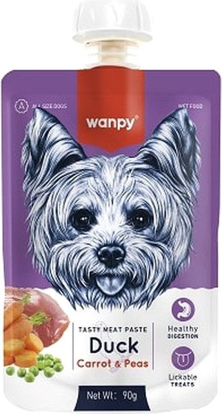 Изображение товара Лакомство для собак Wanpy Мясное пюре из утки (90г)