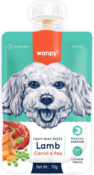 Изображение товара Лакомство для собак Wanpy Мясное пюре из ягненка (90г)