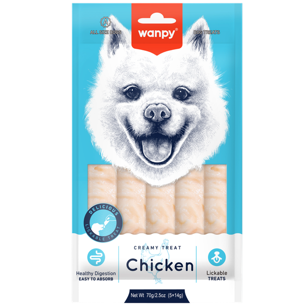 Изображение товара Лакомство для собак Wanpy Крем нежное пюре из курицы (70г)