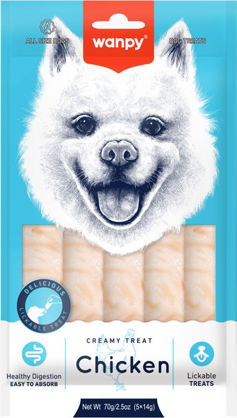 Изображение товара Лакомство для собак Wanpy Крем нежное пюре из курицы (70г)