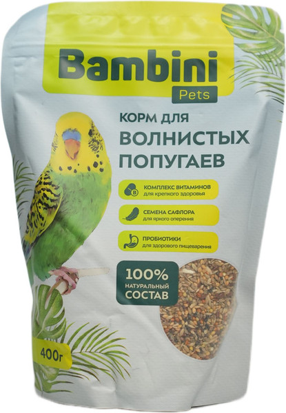 Изображение товара Корм для птиц Bambini Pets Для волнистых попугайчиков (400г)