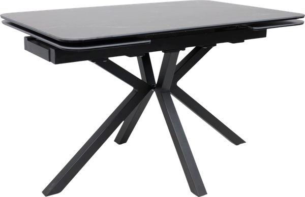 Изображение товара Обеденный стол Аврора Рейн New 1400-2040x900 (камень черный Greys Black/черный матовый)
