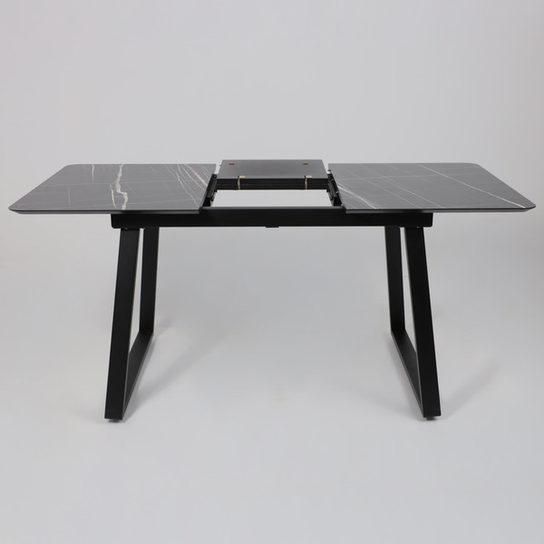 Изображение товара Обеденный стол LEPREMO AV 1208 HPL+МДФ раздвижной 1200-1600x800 (черный тунис/черный)