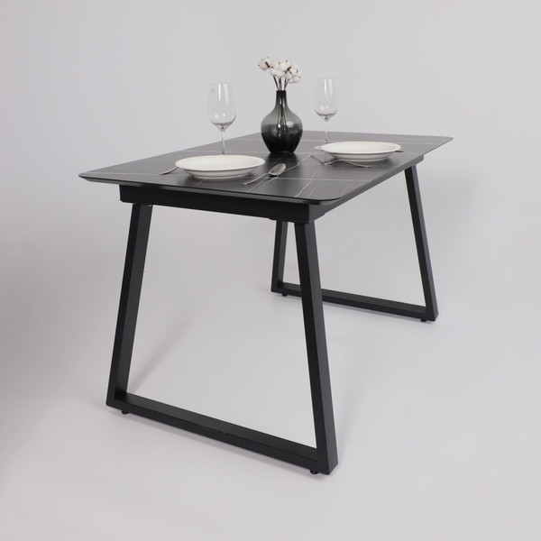 Изображение товара Обеденный стол LEPREMO AV 1208 HPL+МДФ раздвижной 1200-1600x800 (черный тунис/черный)