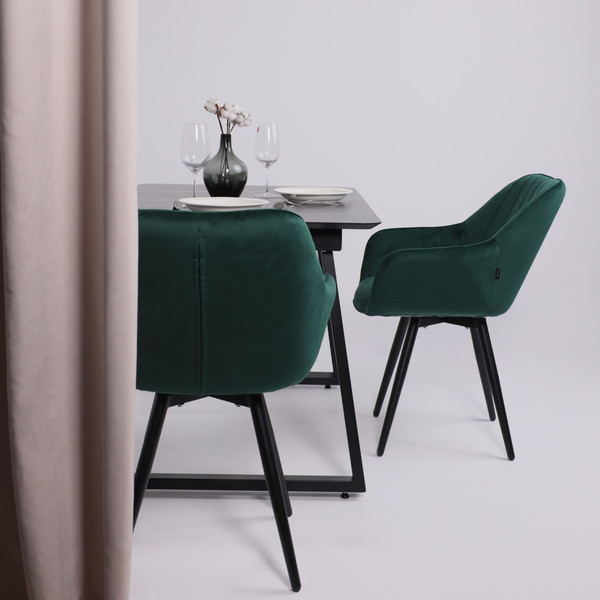 Изображение товара Обеденный стол LEPREMO AV 1208 HPL+МДФ раздвижной 1200-1600x800 (черный тунис/черный)