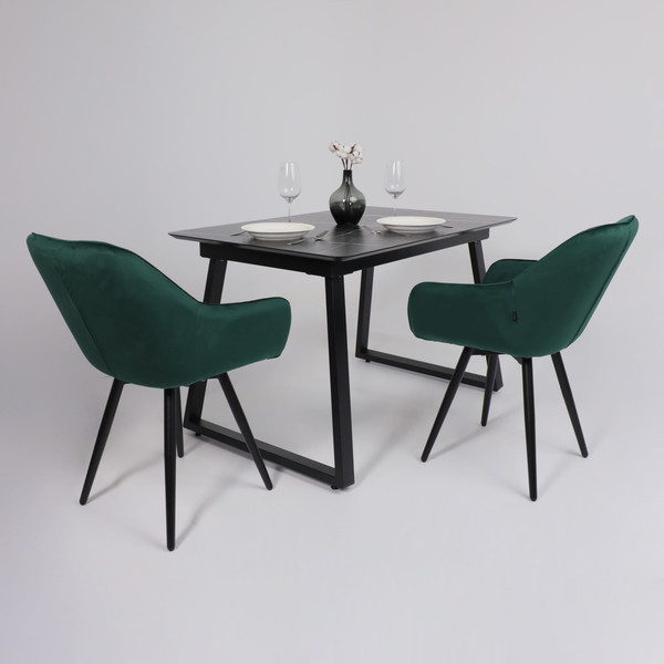 Изображение товара Обеденный стол LEPREMO AV 1208 HPL+МДФ раздвижной 1200-1600x800 (черный тунис/черный)