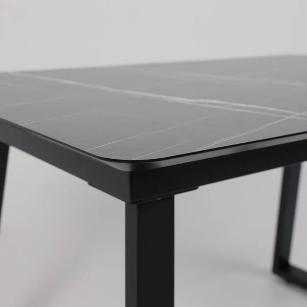 Изображение товара Обеденный стол LEPREMO AV 1208 HPL+МДФ раздвижной 1200-1600x800 (черный тунис/черный)