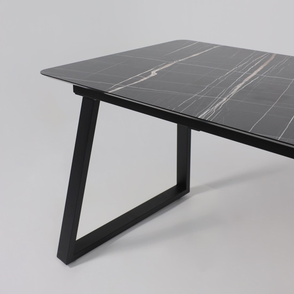 Изображение товара Обеденный стол LEPREMO AV 1208 HPL+МДФ раздвижной 1200-1600x800 (черный тунис/черный)