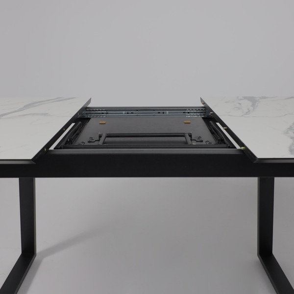 Изображение товара Обеденный стол LEPREMO AV 1208 HPL+МДФ раздвижной 1200-1600x800 (мрамор белый/черный)