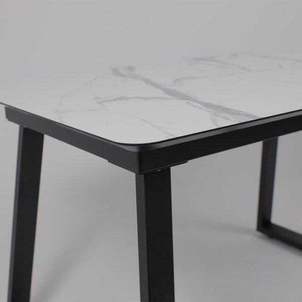 Изображение товара Обеденный стол LEPREMO AV 1208 HPL+МДФ раздвижной 1200-1600x800 (мрамор белый/черный)