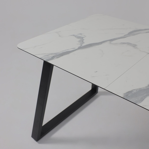 Изображение товара Обеденный стол LEPREMO AV 1208 HPL+МДФ раздвижной 1200-1600x800 (мрамор белый/черный)
