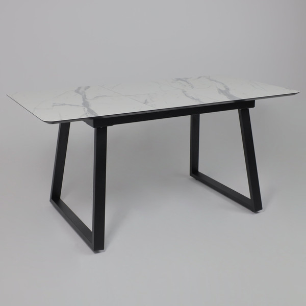 Изображение товара Обеденный стол LEPREMO AV 1208 HPL+МДФ раздвижной 1200-1600x800 (мрамор белый/черный)