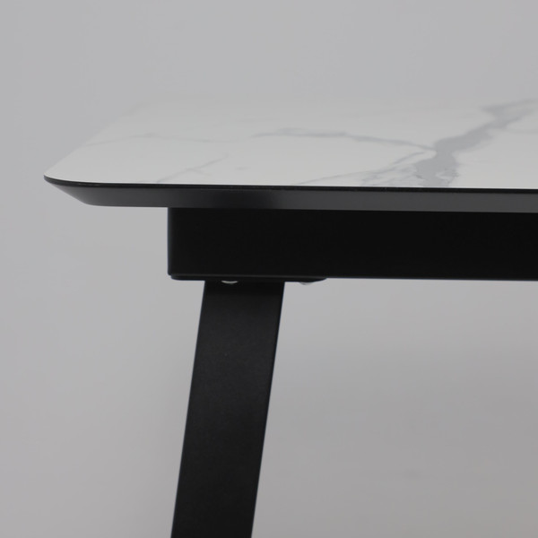 Изображение товара Обеденный стол LEPREMO AV 1208 HPL+МДФ раздвижной 1200-1600x800 (мрамор белый/черный)