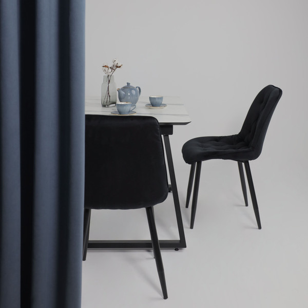 Изображение товара Обеденный стол LEPREMO AV 1208 HPL+МДФ раздвижной 1200-1600x800 (мрамор белый/черный)