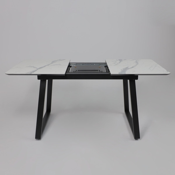Изображение товара Обеденный стол LEPREMO AV 1208 HPL+МДФ раздвижной 1200-1600x800 (мрамор белый/черный)