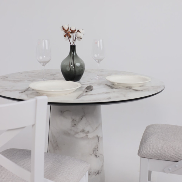 Изображение товара Обеденный стол LEPREMO AV 1317 HPL+МДФ 1000 (виктори натуральный/черный)