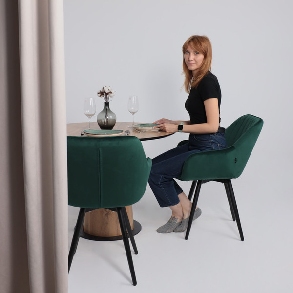 Изображение товара Обеденный стол LEPREMO AV 1317 HPL+МДФ 1000 (дуб вотан/черный)