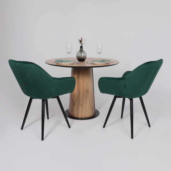 Изображение товара Обеденный стол LEPREMO AV 1317 HPL+МДФ 1000 (дуб вотан/черный)