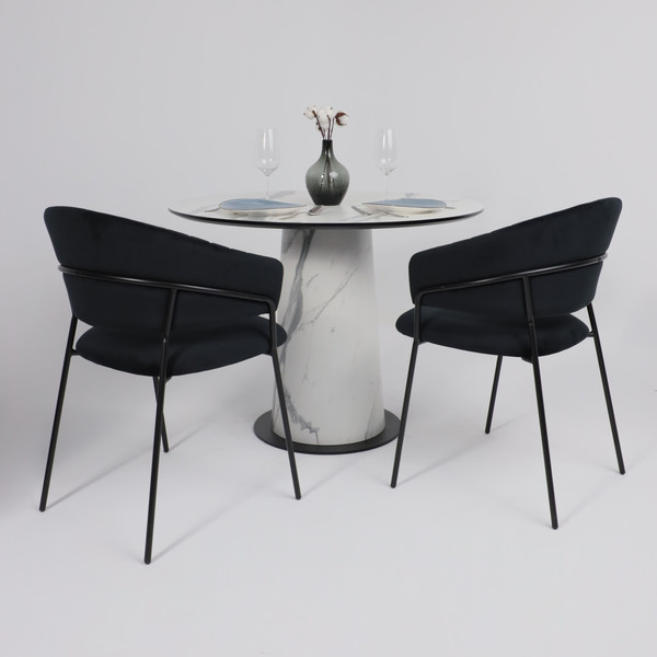 Изображение товара Обеденный стол LEPREMO AV 1317 HPL+МДФ 1000 (мрамор белый/черный)