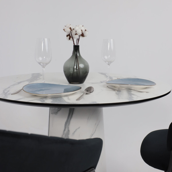 Изображение товара Обеденный стол LEPREMO AV 1317 HPL+МДФ 1000 (мрамор белый/черный)