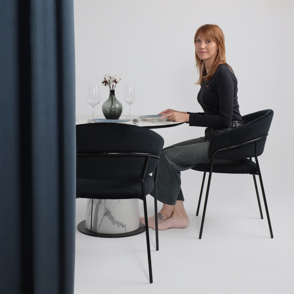 Изображение товара Обеденный стол LEPREMO AV 1317 HPL+МДФ 1000 (мрамор белый/черный)