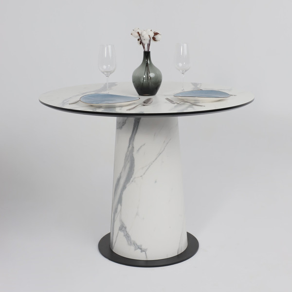 Изображение товара Обеденный стол LEPREMO AV 1317 HPL+МДФ 1000 (мрамор белый/черный)