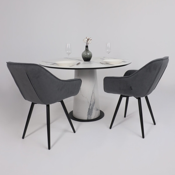 Изображение товара Обеденный стол LEPREMO AV 1317 HPL+МДФ 1200 (мрамор белый/черный)