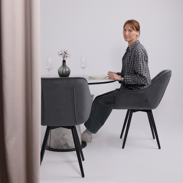 Изображение товара Обеденный стол LEPREMO AV 1317 HPL+МДФ 1200 (виктори натуральный/черный)