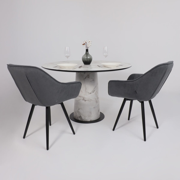 Изображение товара Обеденный стол LEPREMO AV 1317 HPL+МДФ 1200 (виктори натуральный/черный)