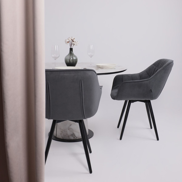 Изображение товара Обеденный стол LEPREMO AV 1317 HPL+МДФ 1200 (виктори натуральный/черный)