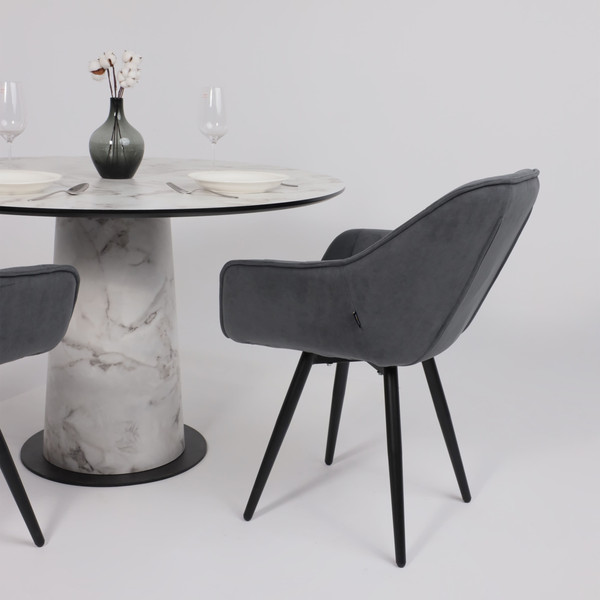 Изображение товара Обеденный стол LEPREMO AV 1317 HPL+МДФ 1200 (виктори натуральный/черный)