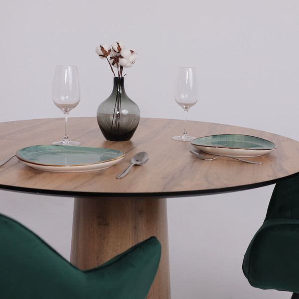 Изображение товара Обеденный стол LEPREMO AV 1317 HPL+МДФ 1200 (дуб вотан/черный)