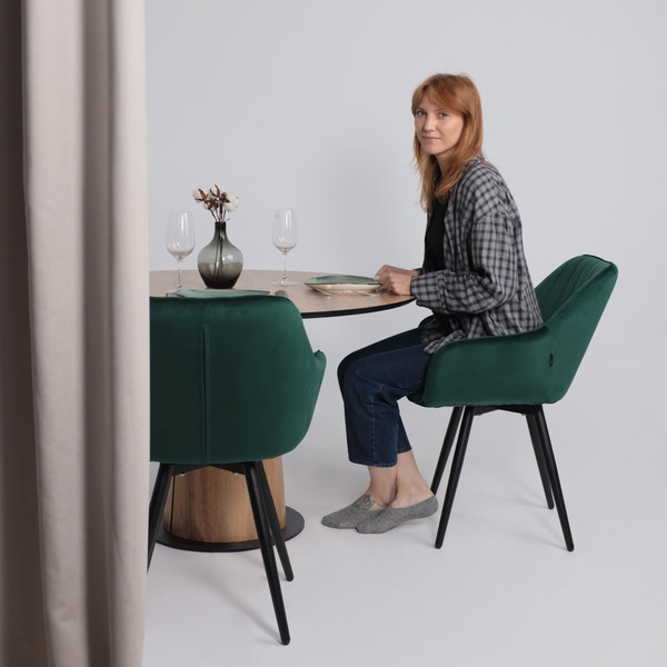 Изображение товара Обеденный стол LEPREMO AV 1317 HPL+МДФ 1200 (дуб вотан/черный)