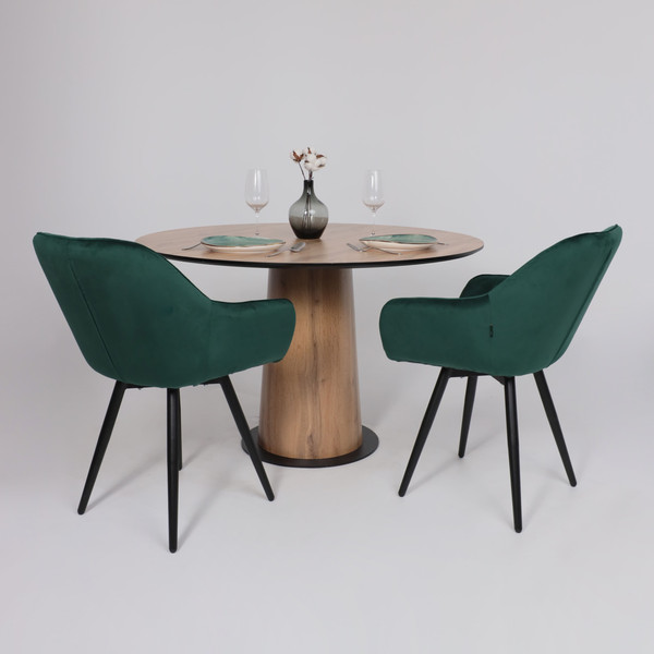 Изображение товара Обеденный стол LEPREMO AV 1317 HPL+МДФ 1200 (дуб вотан/черный)