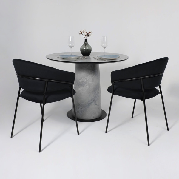 Изображение товара Обеденный стол LEPREMO AV 1317 HPL+МДФ 1000 (мрамор марквина синий/черный)