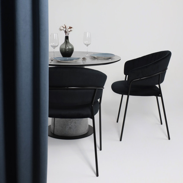 Изображение товара Обеденный стол LEPREMO AV 1317 HPL+МДФ 1000 (мрамор марквина синий/черный)