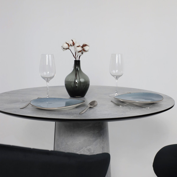 Изображение товара Обеденный стол LEPREMO AV 1317 HPL+МДФ 1000 (мрамор марквина синий/черный)