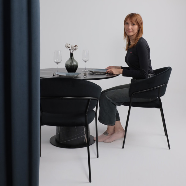 Изображение товара Обеденный стол LEPREMO AV 1317 HPL+МДФ 1000 (черный тунис/черный)