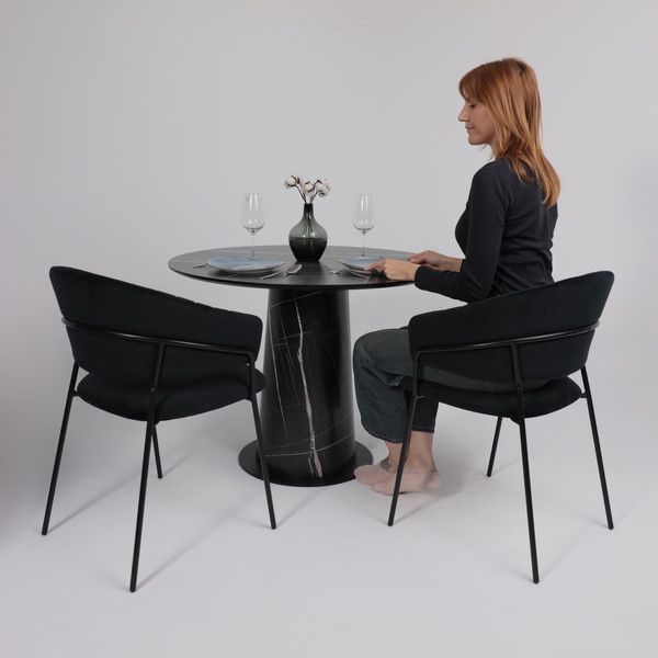 Изображение товара Обеденный стол LEPREMO AV 1317 HPL+МДФ 1000 (черный тунис/черный)