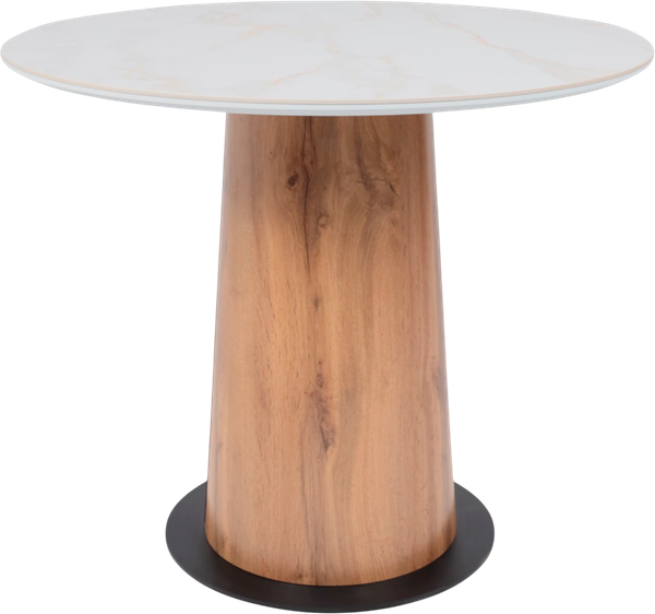 Изображение товара Обеденный стол LEPREMO AV 2317 МДФ+керамика 900 (белый глянцевый Carla Larkin/черный+HPL дуб вотан)